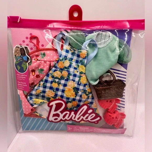 green emerald velvet dress Barbie Fashions 2-Pack Clothing Set, 2 Outfits Doll Include Yellow Pla